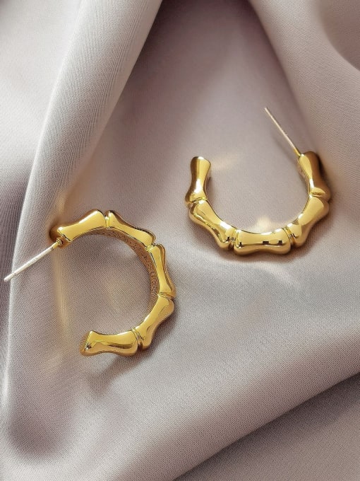 16K gold Brass Geometric Vintage Hoop Earring