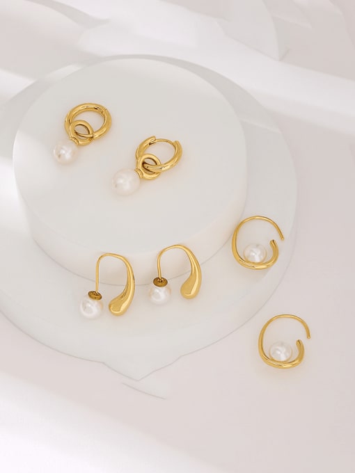 Five Color Brass Imitation Pearl Geometric Minimalist Stud Earring