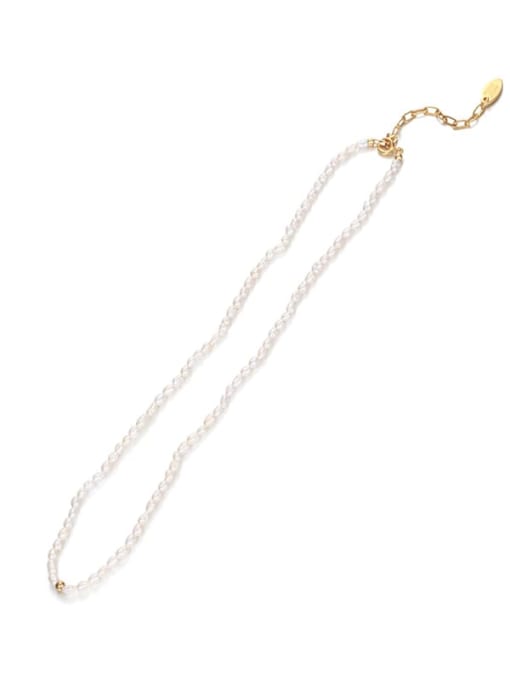 Five Color Brass Imitation Pearl Geometric Minimalist Necklace 4