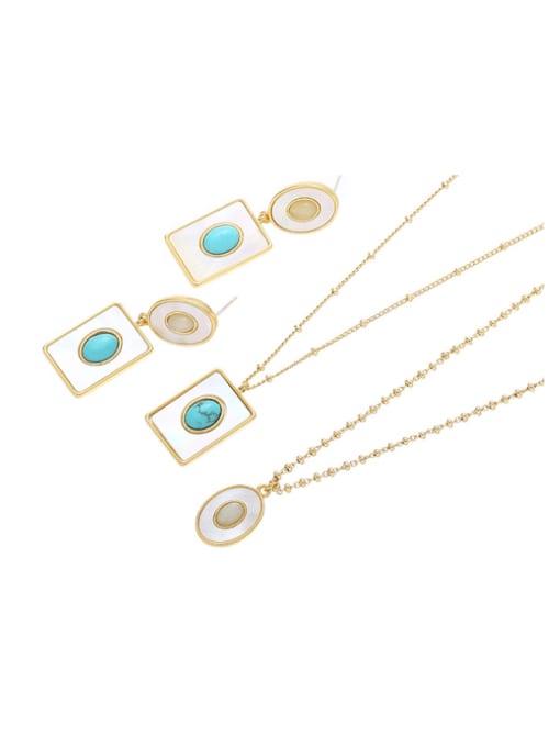 ACCA Brass Shell Trend Oval Earring and Necklace Set