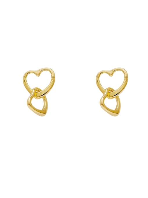 14k Gold Brass Hollow Heart Minimalist Drop Trend Korean Fashion Earring