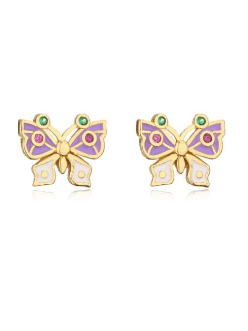 AOG Brass Enamel Butterfly Cute Stud Earring 2