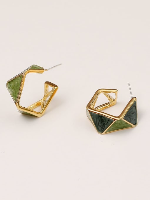 HYACINTH Brass Enamel Geometric Minimalist Stud Trend Korean Fashion Earring 1
