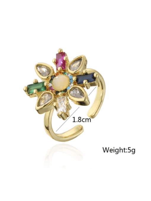 AOG Brass Cubic Zirconia Flower Vintage Band Ring 1