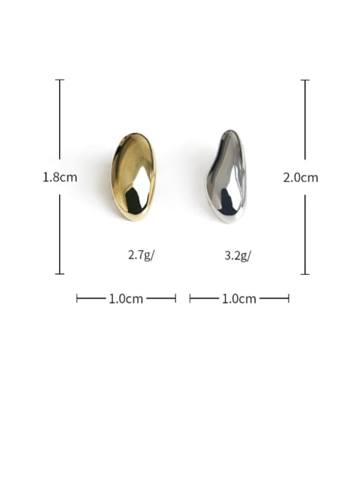 ACCA Brass Smooth Irregular  Geometric Minimalist Stud Earring 4