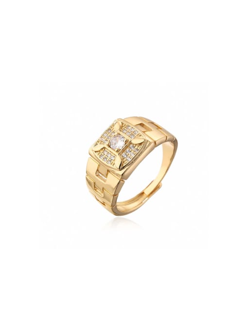 AOG Brass Cubic Zirconia Geometric Trend Band Ring 0