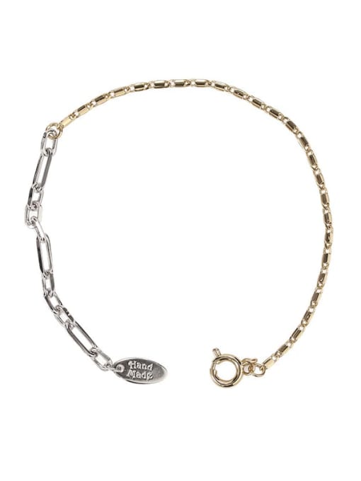 ACCA Brass Imitation Pearl Geometric Chain Vintage Link Bracelet 4