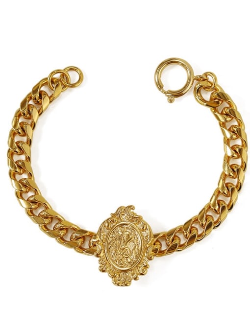 Section 1   (Gold) Brass Hollow Geometric  Chain Vintage Link Bracelet