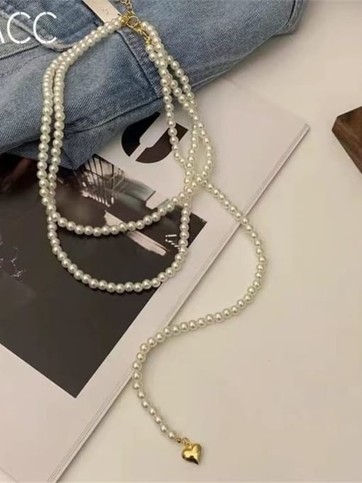 multi-storey Imitation Pearl Heart Vintage Multi Strand Necklace