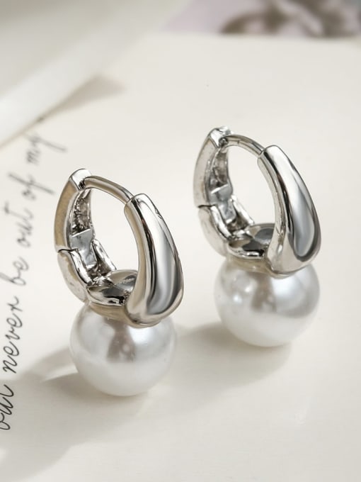 AOG Brass Imitation Pearl Geometric Dainty Stud Earring 1