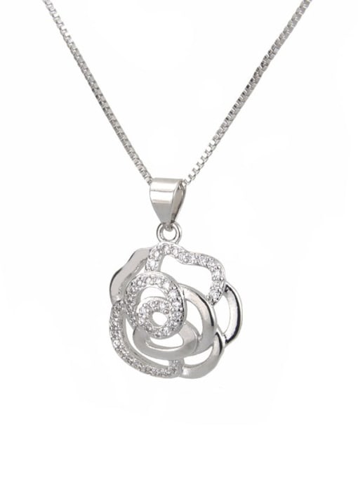 Platinum plating Brass Rhinestone Heart Minimalist Necklace