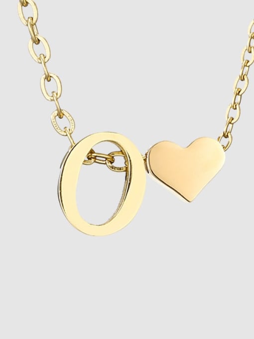 O 14K Gold Stainless steel Letter Minimalist  Heart Pendant Necklace