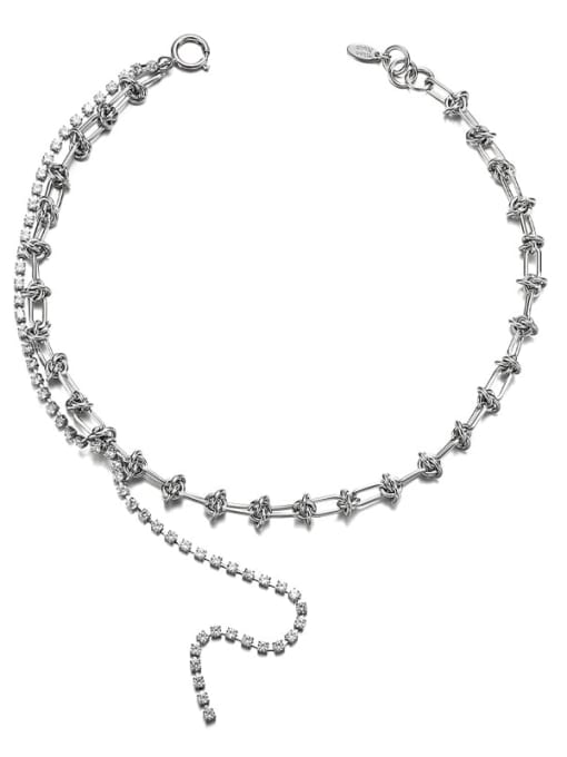 Platinum Brass Bead Geometric Hip Hop Tassel Necklace