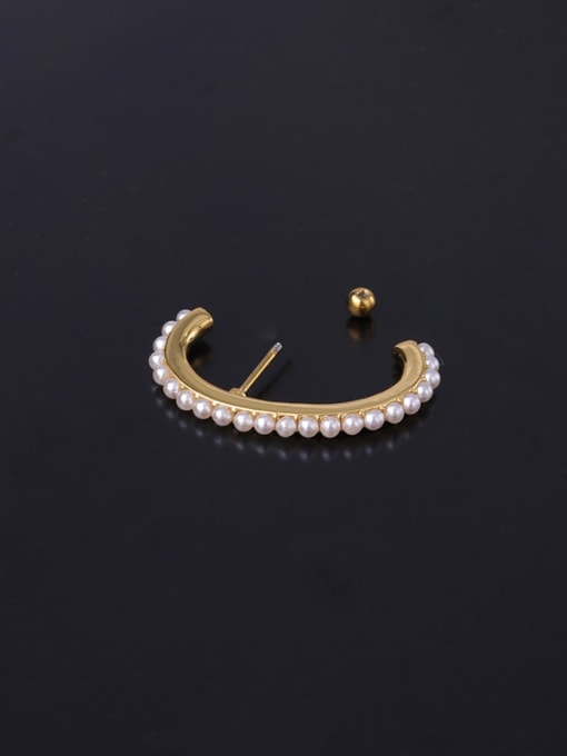 HISON Brass Imitation Pearl Ball Minimalist Single Earring 3
