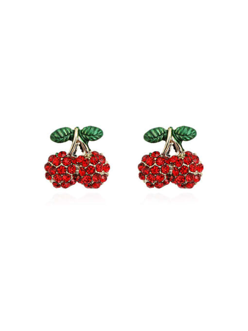 HYACINTH Copper Rhinestone Friut Cherry Cute Stud Trend Korean Fashion Earring 0