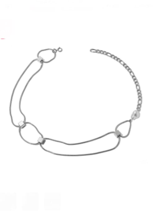 TINGS Titanium Steel Geometric Hip Hop Asymmetry  Chain Necklace 0