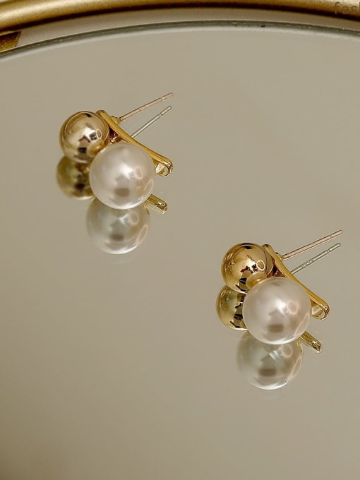 HYACINTH Copper Imitation Pearl Ball Minimalist Stud Trend Korean Fashion Earring 2