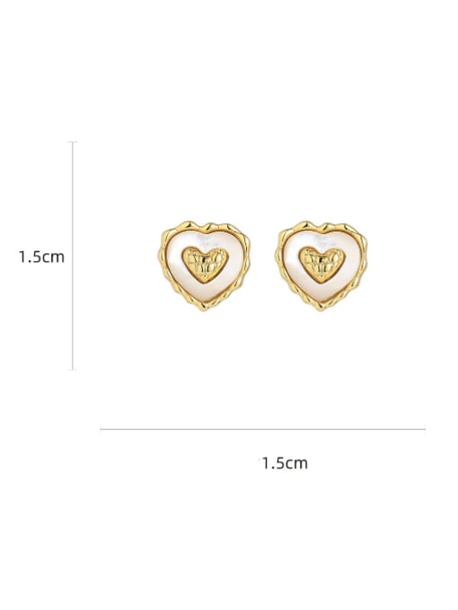 heart-shaped Brass Shell Heart Minimalist Stud Earring
