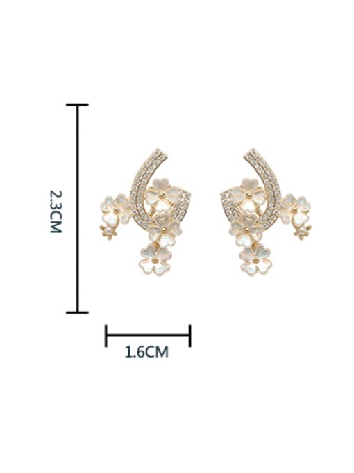 HYACINTH Brass Cubic Zirconia Flower Luxury Stud Earring 1