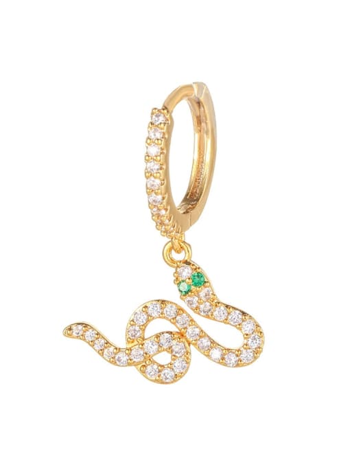 744 gold Brass Cubic Zirconia Snake Vintage Single Earring(Single -Only One)