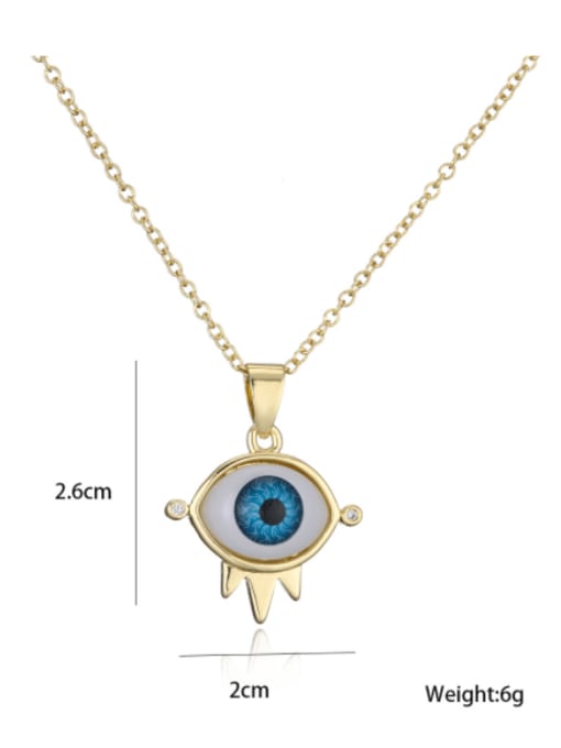AOG Brass Rhinestone Enamel  Vintage Evil Eye Pendant Necklace 4