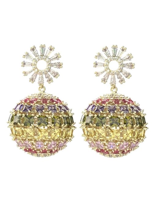 Colored  small Brass Cubic Zirconia Round Luxury Drop Earring