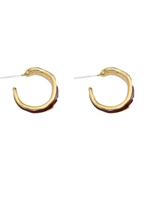 HYACINTH Copper Enamel C shape Minimalist Stud Trend Korean Fashion Earring 0