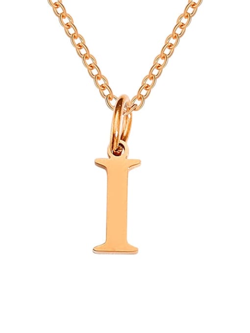 I Rose Gold Stainless steel Letter Minimalist Necklace