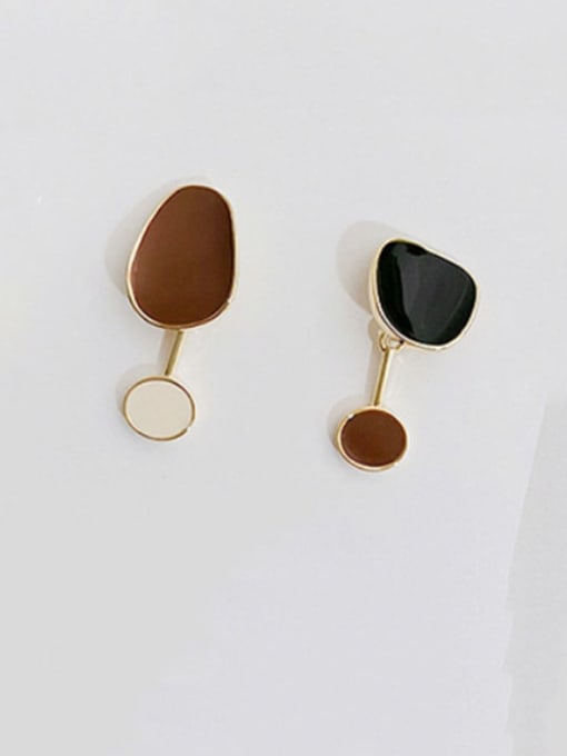 Brown Copper Enamel Geometric Minimalist Drop Trend Korean Fashion Earring