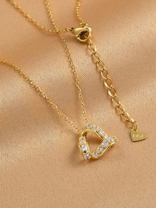 Gold XL62457 Brass Cubic Zirconia Geometric Dainty Necklace