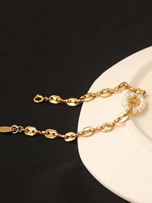 ACCA Brass Freshwater Pearl Flower Minimalist Bracelet 3