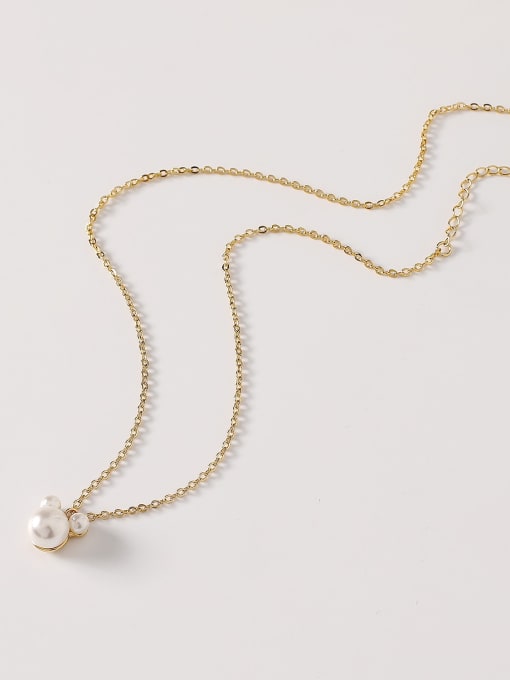14k Gold Brass Imitation Pearl Geometric Minimalist Trend Korean Fashion Necklace