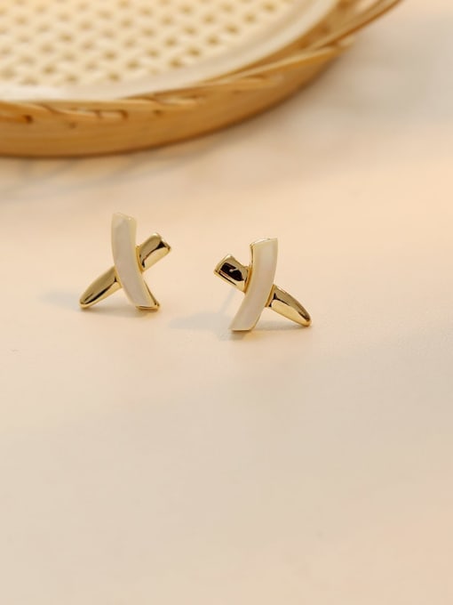 14K  gold Copper Shell Irregular Minimalist Stud Trend Korean Fashion Earring