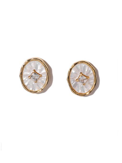 Shell Earrings Brass Shell Geometric Vintage Stud Earring