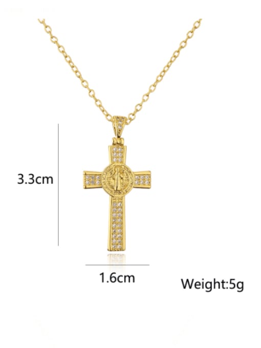 AOG Brass Cubic Zirconia Cross Vintage Regligious Necklace 4