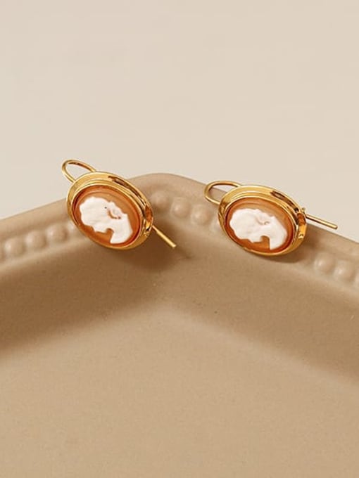 Ear Studs Brass Acrylic Oval Vintage Clip Earring
