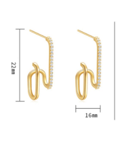 OUOU Brass Cubic Zirconia Geometric Minimalist Stud Earring 2