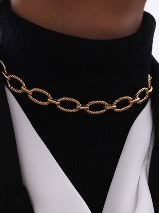 ACCA Brass Hollow Geometric  chain Vintage Necklace 1