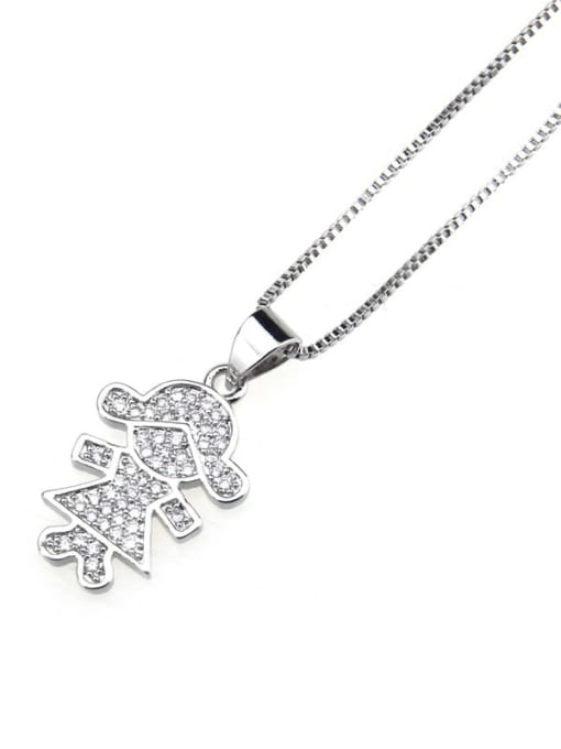 Platinum plated girl Brass Cubic Zirconia Cute Necklace