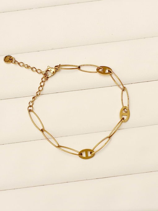 Fishbone chain Stainless steel Hollow Geometric Vintage Link Bracelet