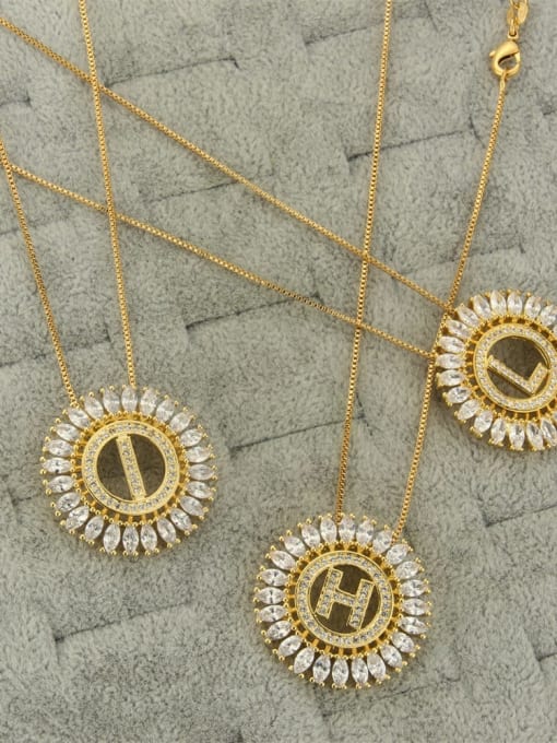 renchi Brass Cubic Zirconia  26 Letter Vintage    Pendant Necklace 1