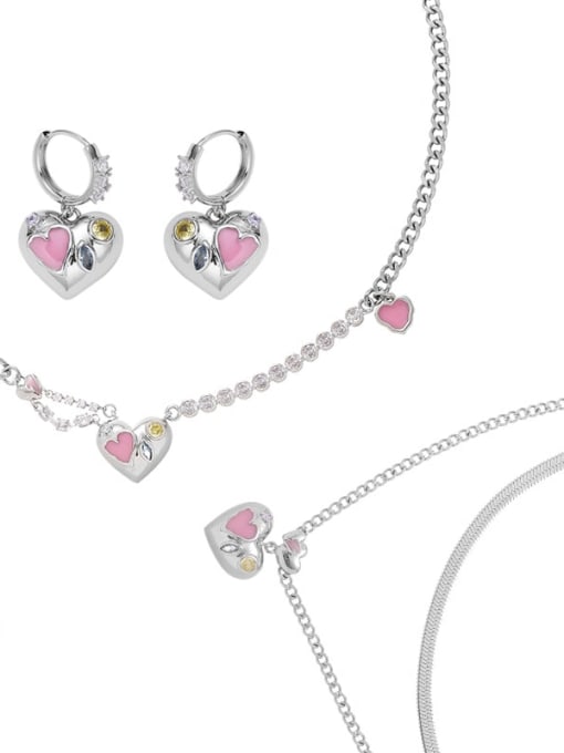 TINGS Brass Enamel Hip Hop Heart Earring and Necklace Set 0