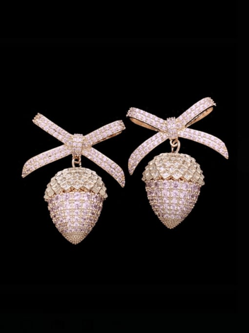 SUUTO Brass Cubic Zirconia Friut  Strawberry Vintage Cluster Earring