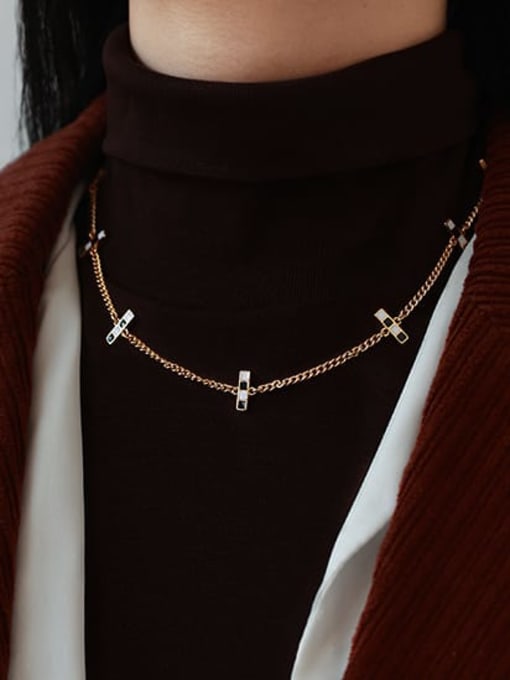 ACCA Brass Enamel Geometric Vintage Hollow Chain Necklace 2
