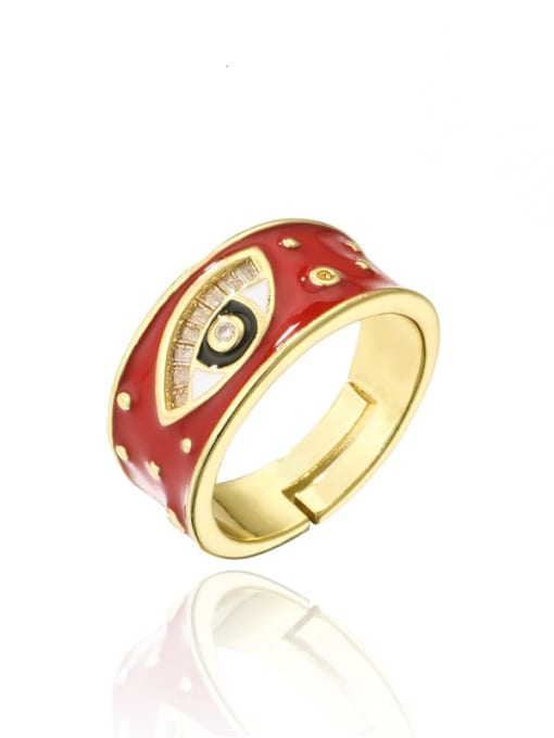 10784 Brass Enamel Cubic Zirconia Evil Eye Vintage Band Ring