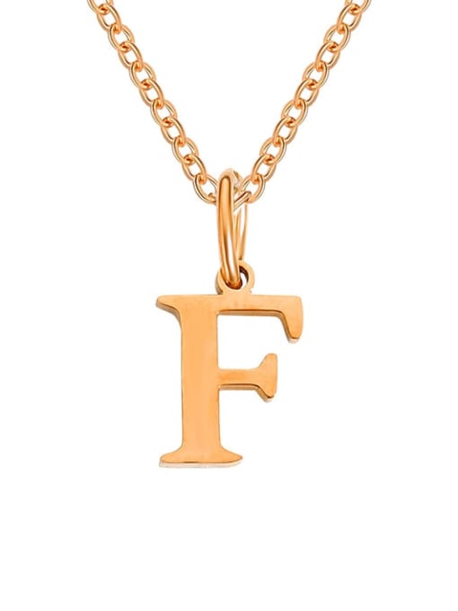 F Rose Gold Stainless steel Letter Minimalist Necklace