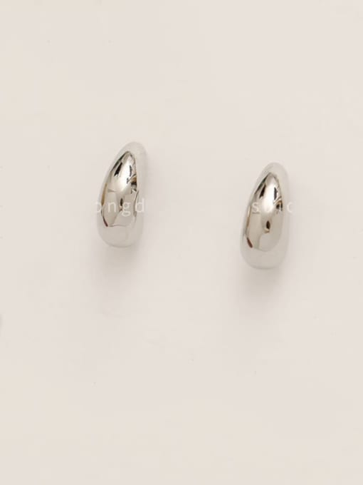 White K Brass Smooth Geometric Minimalist Stud Trend Korean Fashion Earring