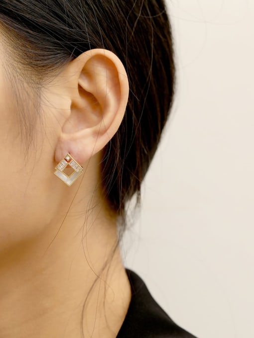 HYACINTH Brass Shell Geometric Minimalist Stud Trend Korean Fashion Earring 1