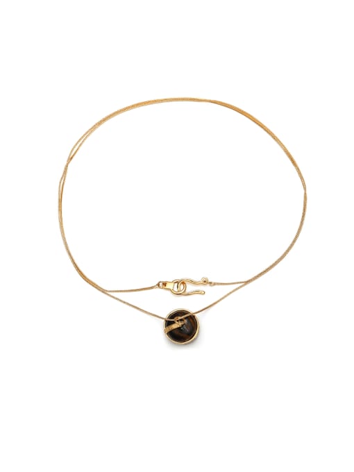 Five Color Brass Tiger Eye Geometric Hip Hop Necklace 0