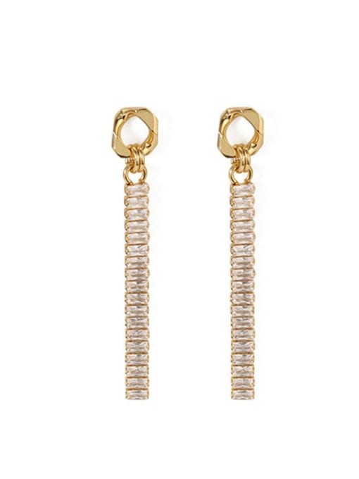 (pre sale) gold Brass Cubic Zirconia Geometric Dainty Drop Earring